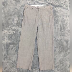 Zanella Todd Mens Gray Houndstooth Flat Front Wool Dress Pants 36x27 Made in Ita